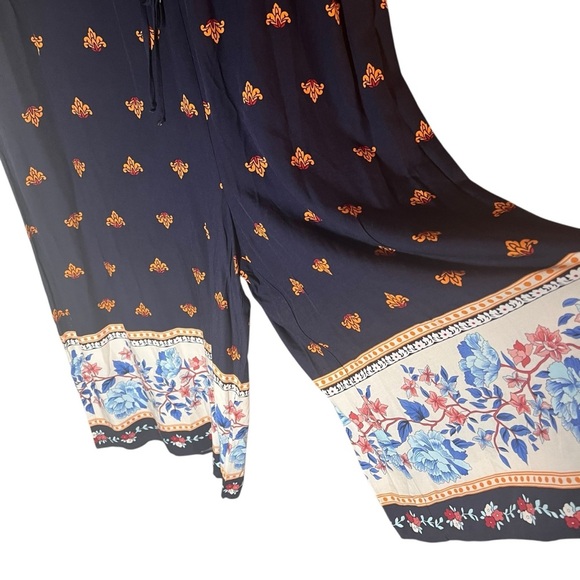 California Bay Co Wide Leg Jumpsuit Rayon Size XL Drawstring Waist Cute Comfort - Picture 2 of 16